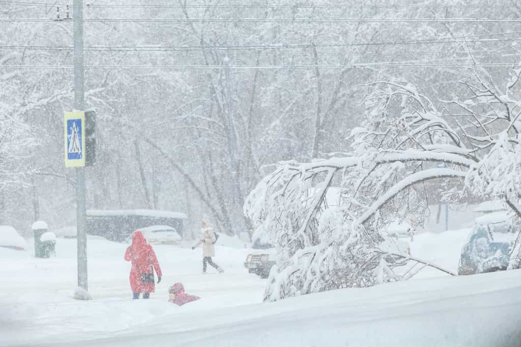 Une tempête de neige comme celle qui a frappé les États-Unis de manière inhabituelle cet hiver. © TMakotra, Adobe Stock