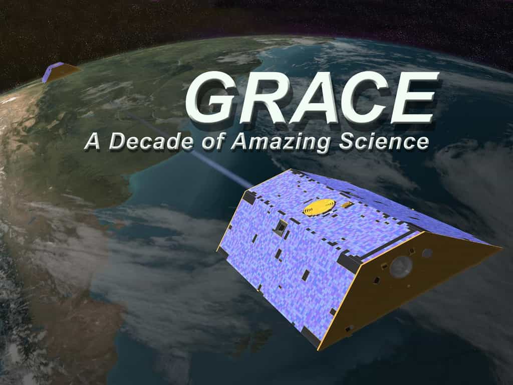 Le programme Grace (pour Gravity Recovery and Climate Experiment) est dédié à la mesure précise du champ de gravité terrestre. Il repose sur deux satellites jumeaux, lancés en 2002. Il a permis à la communauté scientifique de dresser une cartographie précise de l'intensité du champ gravitationnel terrestre. © Nasa