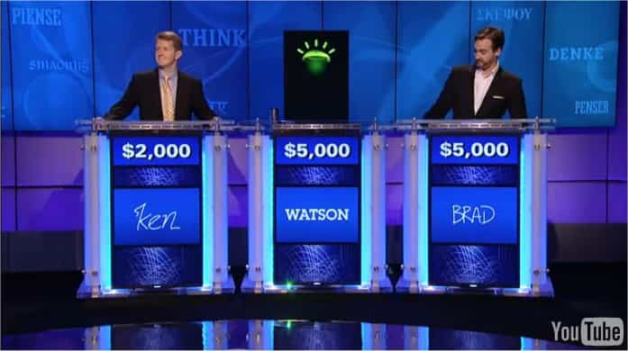 Watson sur le plateau du jeu télévisé Jeopardy. © IBM/YouTube