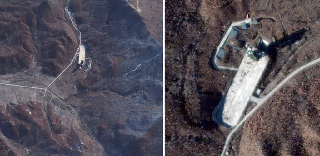Des vues satellites du site de lancement nord-coréen de Sohae acquises par DigitalGlobe, fin novembre 2012, ont montré qu'un nouveau lancement se préparait. Ce site avait été découvert par DigitalGlobe en 2008. © DigitalGlobe