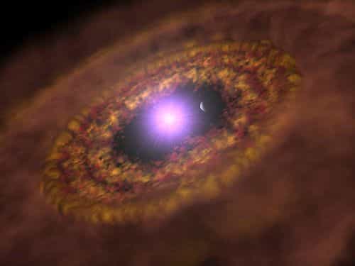 TW Hydrae b tourne à l’intérieur du disque circumstellaire entourant sa jeune étoile-hôte TW Hydrae (vue d’artiste). Crédit : Max Planck Institute for Astronomy