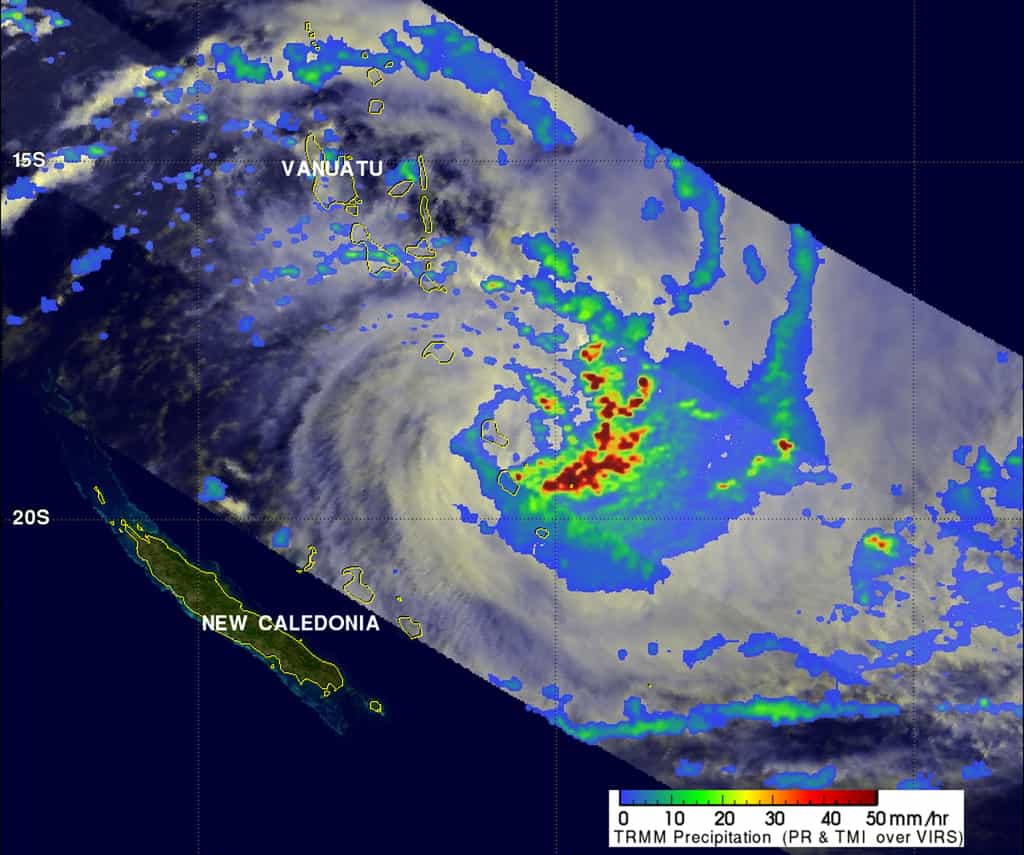 Le cyclone Vania vu par le satellite TRMM le 12 janvier à 4 h 35 TU. © Nasa/JPL, Ed Olsen
