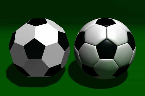 Un ballon de foot est un icosaèdre tronqué... © Domaine public
