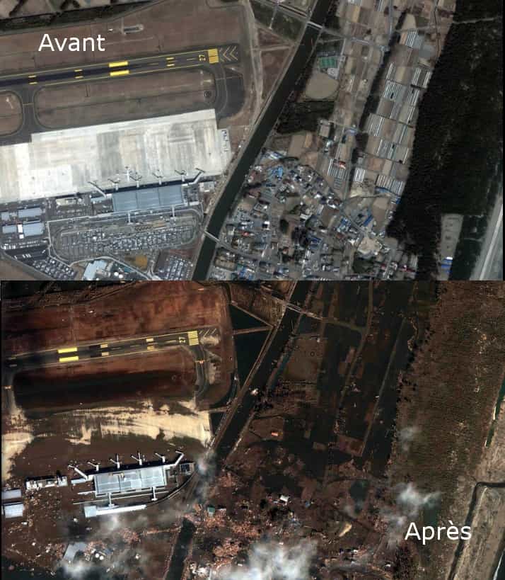 L'aéroport de Sendai, dévasté. © Google, Digital Globe, Geo Eye 