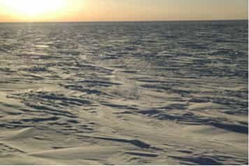 Étendue couverte de neige caractéristique du plateau antarctique. Ce continent fait environ 14 millions de km² dont 98 % sont recouverts d'une couche de glace d'une épaisseur moyenne de&nbsp;1,6 km.&nbsp;© Jean-Charles Gallet, LGGE