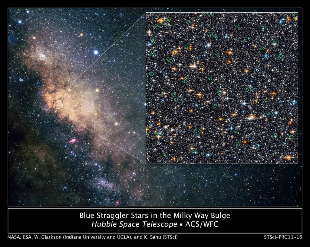 Une quarantaine d'étoiles anormalement jeunes siègent au milieu de leurs homologues âgées au centre de la Voie lactée. © Nasa/Esa/W. Clarkson (Indiana University and UCLA)/K. Sahu (STScI)