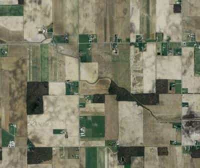Les champs de maïs américains contiennent à 85 % des OGM. © Google Maps