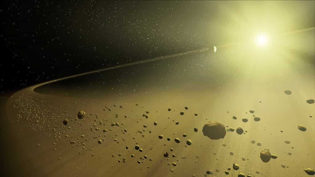 Image d'artiste d'un disque de débris entourant une étoile . © T. Pyle (SSC), JPL-Caltech, Nasa
