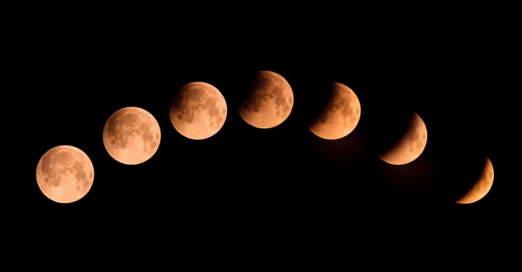 Ce mercredi 18 septembre 2024 au matin, la Lune s’éclipsera partiellement de notre ciel. Ici pour illustration, une image composite d’une éclipse en Corse en 2022. © Jon Ingall, Adobe Stock