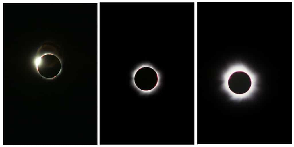Trois images de la dernière éclipse totale de Soleil visible en Europe le 11 août 1999. La prochaine aura lieu le 12 août 2026. © Jean-Baptiste Feldmann