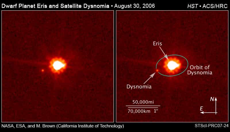 Eris et Dysnomia. Crédit NASA.