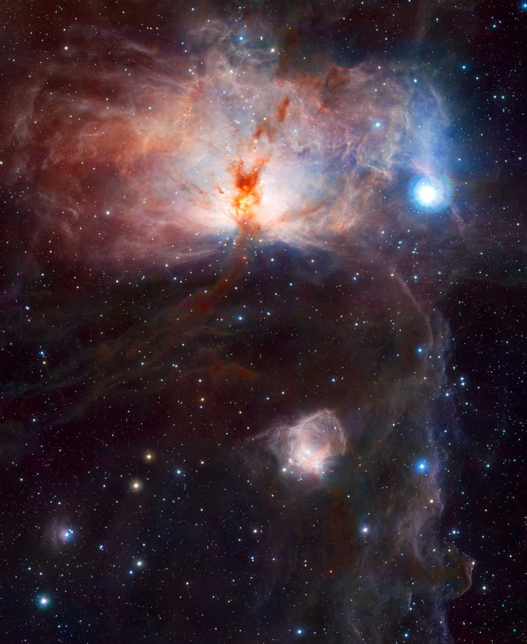 NGC 2024, la nébuleuse de la Flamme, se situe dans la constellation d'Orion. C'est l'un des 100 clichés retenus par l'ESO sur son site internet. © ESO