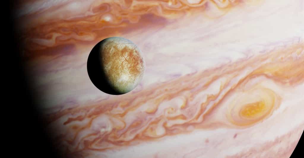 La composition de la mer qui se cache sous la glace d’Europe, le satellite naturel de Jupiter, intrigue. Et des chercheurs pensent aujourd’hui que cet océan pourrait ressembler plus à ceux de la Terre qu’on ne le croyait. Du moins au regard de sa teneur en sel. © dottedyeti, Fotolia