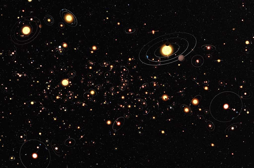 Une vue d'artiste des milliards de systèmes planétaires dans la Voie lactée. © ESO/M. Kornmesser