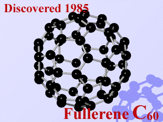 La molécule de buckminsterfullerène (du nom de Richard Buckminster Fuller), formée de 60 atomes de carbone, a la structure de l'icosaèdre tronqué.