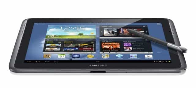 Samsung Galaxy Note 10.1 présente un&nbsp;écran de 10,1 pouces, d'une définition de 1.280 x 800 pixels. La tablette est vendue aux États-Unis à environ 400 euros.&nbsp;© Samsung