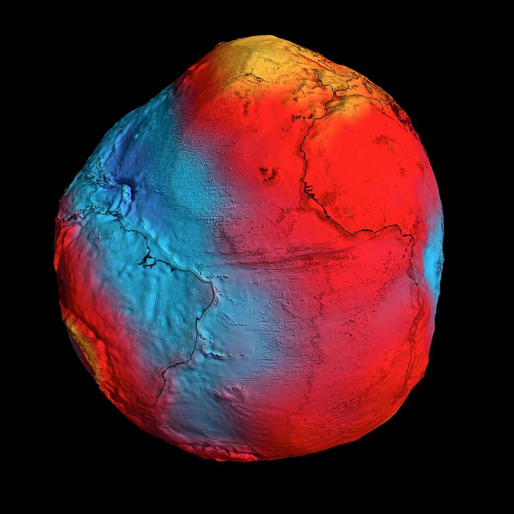 Tracée à partir des données fournies par le satellite Goce, cette carte du géoïde terrestre est la plus précise à ce jour. Son analyse va occuper les chercheurs pendant de nombreuses années dans des disciplines liées à la sismologie, l'océanographie et au changement climatique. © Esa/HDF/DLR