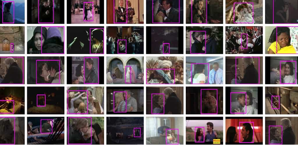 Ces images représentent un échantillon des extraits vidéo de la base de données Google qui décrivent les actions de chaque personne. © Google