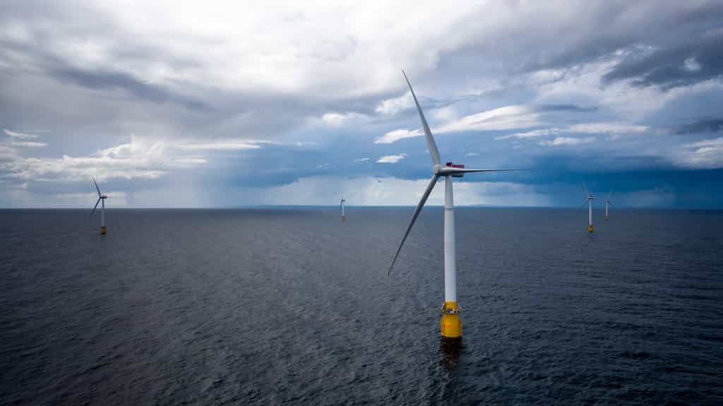 Le parc éolien d’Hywind Scotland se compose de cinq éoliennes flottantes. © Øyvind Gravås, Statoil