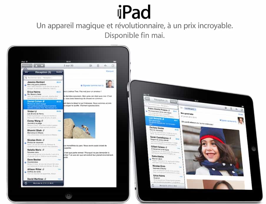 L'iPad à l'affiche sur le site d'Apple France. La star se fait désirer.