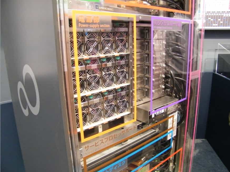 Le supercalculateur K de Fujitsu est composé de 705.024 cœurs de calcul qui peuvent atteindre une capacité de calcul de 10,51 pétaflops. © Fujitsu, Riken