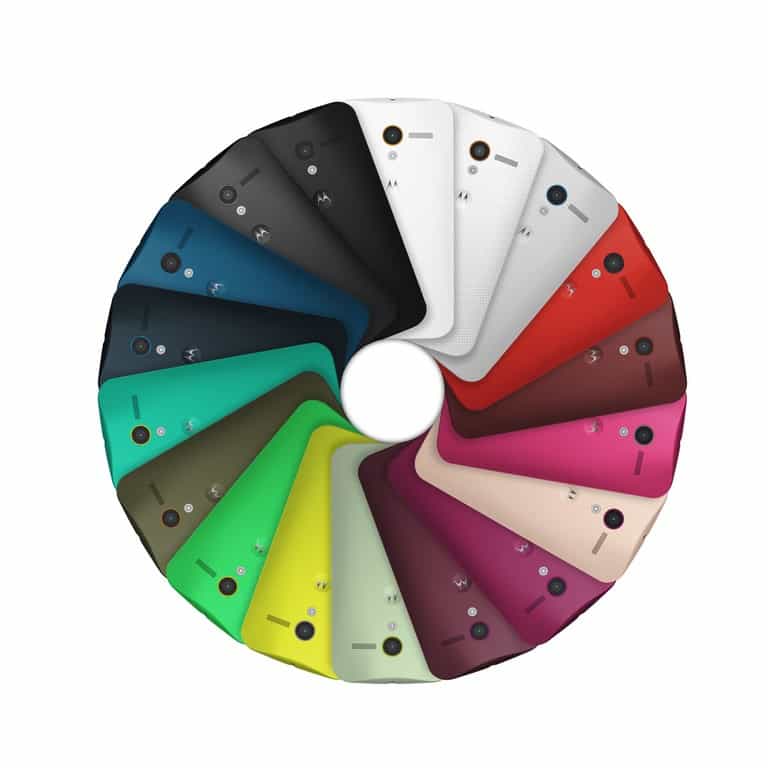 Le Moto X proposera de nombreuses options de personnalisation à la commande, dont la possibilité de choisir la couleur de la coque arrière. © Motorola