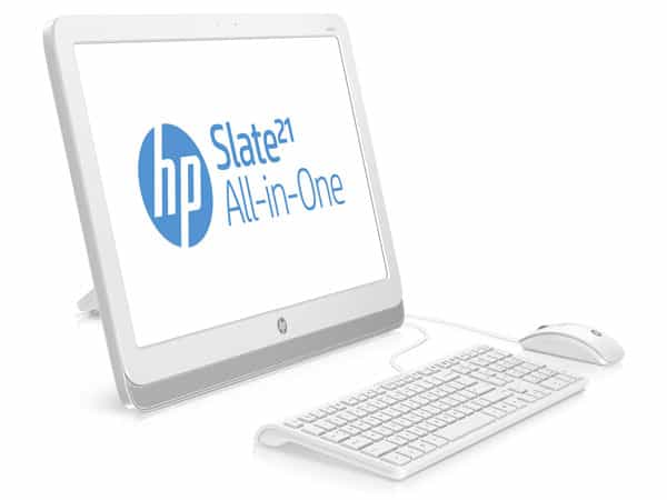 Attention, ceci n’est pas vraiment une tablette ! Le HP Slate 21 AIO est doté d’un processeur Tigra 4 de Nvidia et d’un écran 21,5 pouces, et se destine avant tout à la famille. © HP