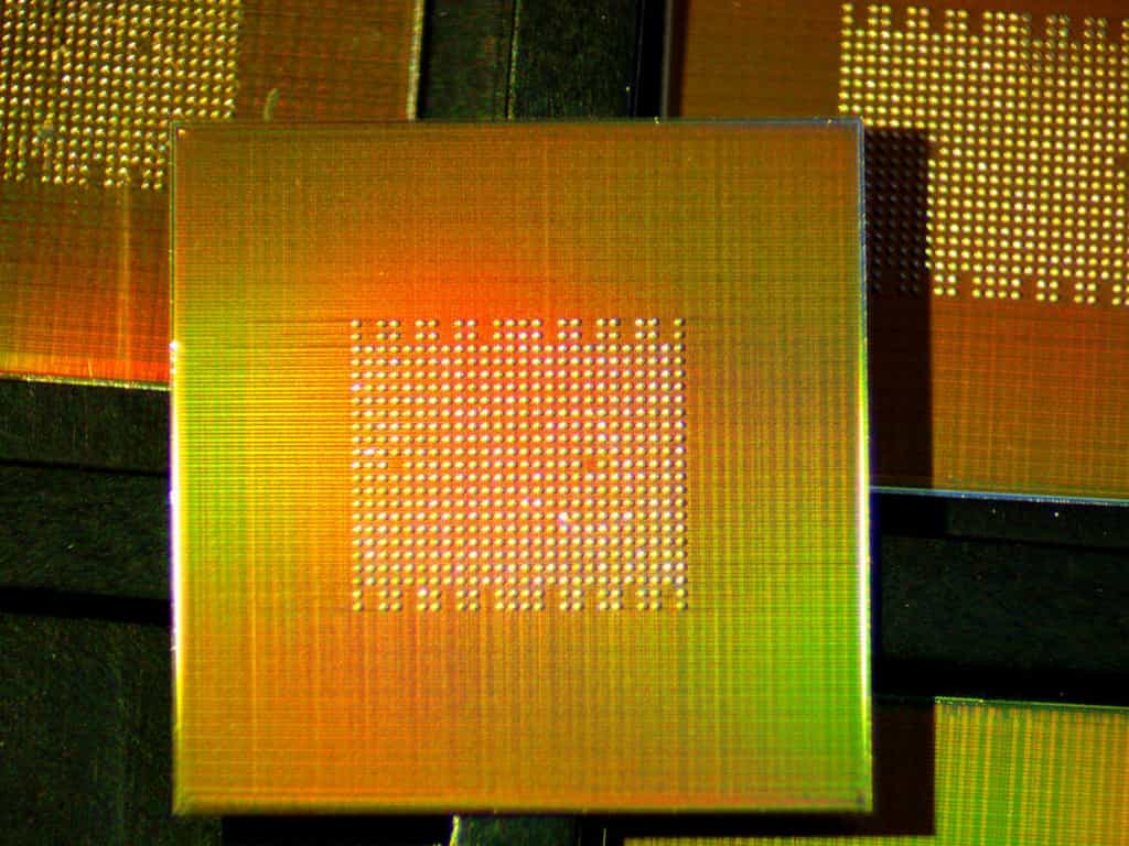 Sur cette puce électronique se trouvent 1.000 processeurs de calcul de 1,78 GHz qui fonctionnent de manière totalement indépendante. © Andy Fell, UC Davis