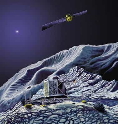 La mission Rosetta, vue d'artiste. Crédits: ESA