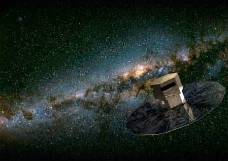 GAIA en train de cartographier les étoiles de la Voie Lactée Le programme a été approuvé par l'ESA en 2000, et le lancement est prévu pour 2011(Crédits : ESA)