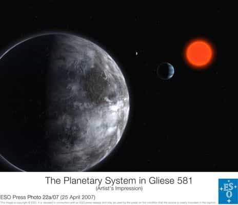 Vue d'artiste de ce que pourrait être Gliese 581c.