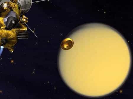Séparation de la sonde Cassini et du module européen Huygens (crédit : NASA)