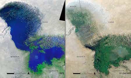 Evolution du lac Tchad entre 1972 et 2001