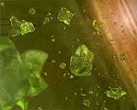 Vue d'artiste de cristaux d'olivine dans un disque entourant une naine brune