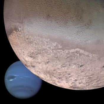 Neptune et sa lune Triton : un remariage forcé ?(Crédits : NASA)