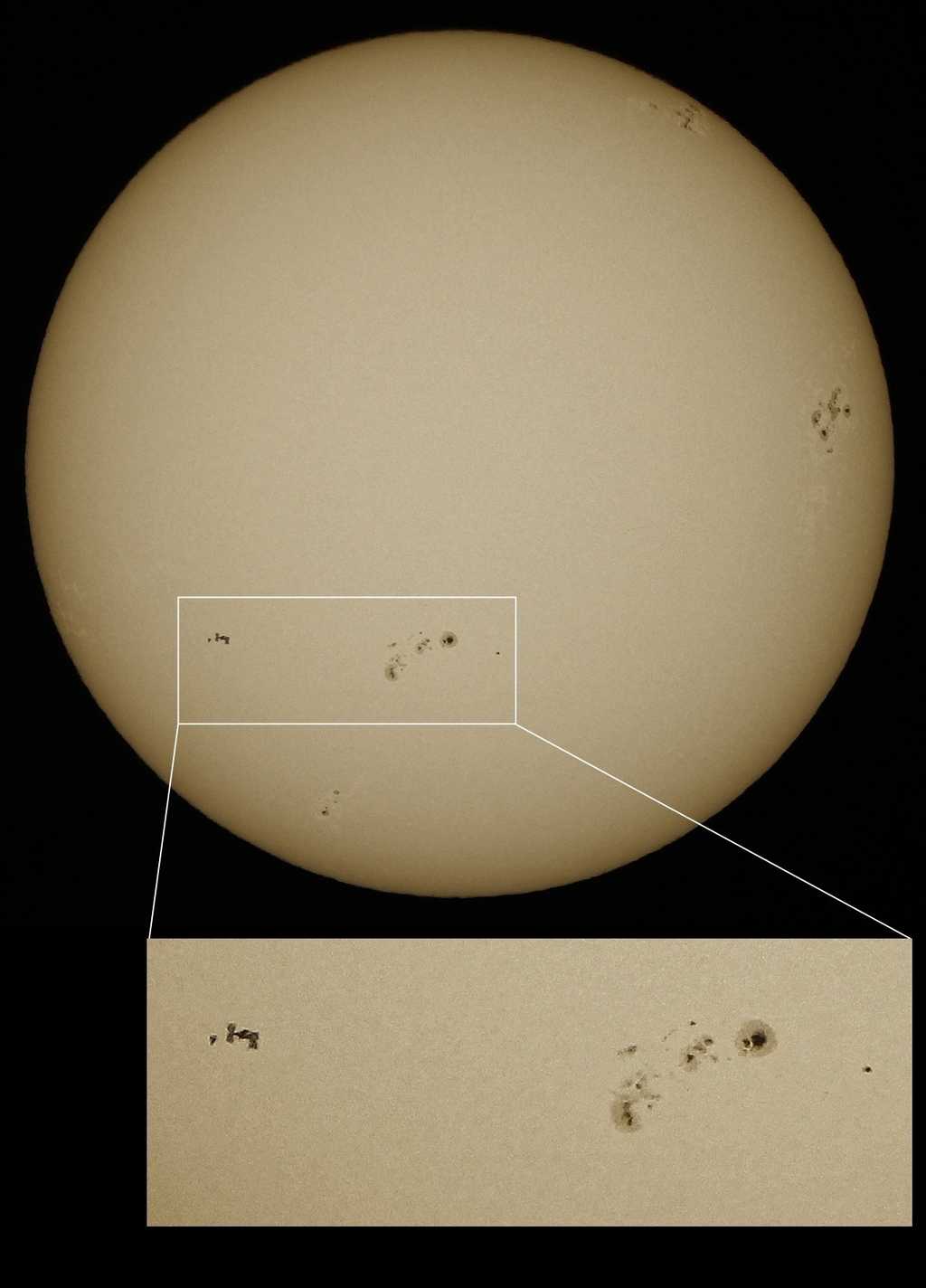Historique passage de l'ISS et de Discovery devant le Soleil le 7 mars 2011. © Catalin Fus, avec l'aimable autorisation de l'auteur 