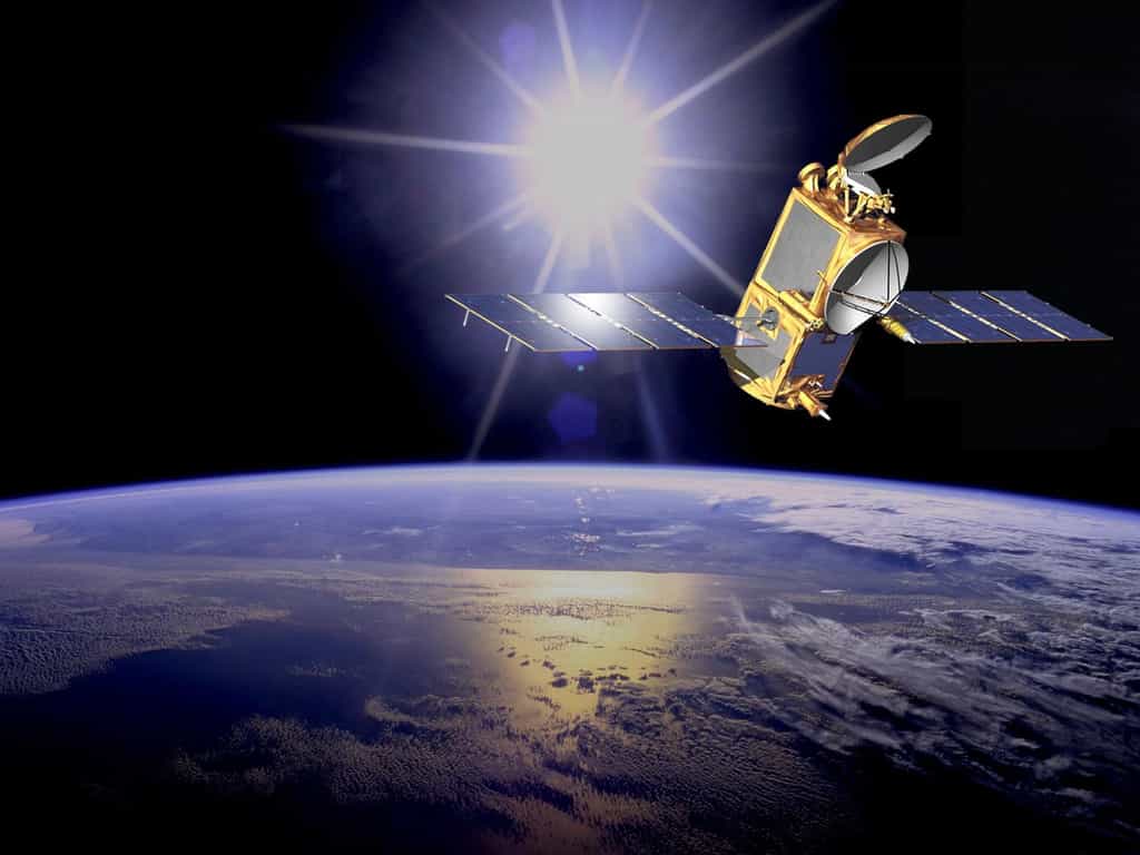 Vue d'artiste du satellite Jason 2. © Nasa, JPL-Caltech