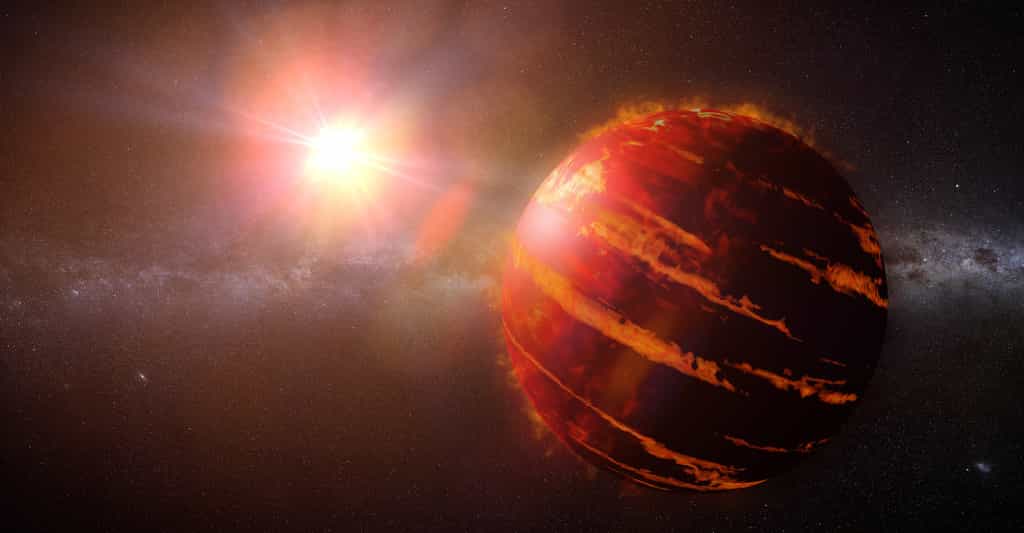 Des chercheurs de l’université de Californie (États-Unis) ont découvert une exoplanète qui traîne derrière elle une queue formée par du gaz qui s’échappe de son atmosphère. © dottedyeti, Adobe Stock