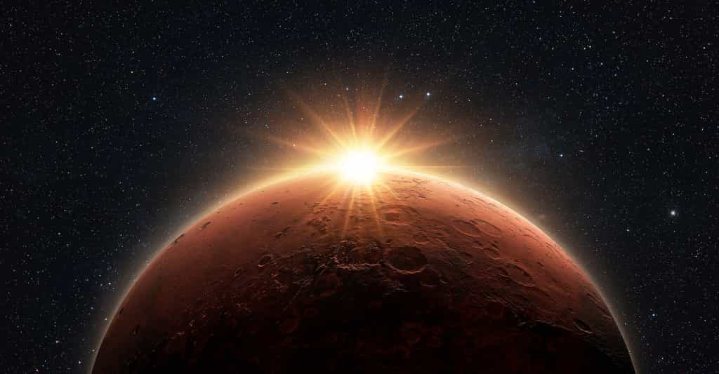 Des chercheurs du Planetary Science Institute (États-Unis) ont découvert un cratère qui trahit l’impact sur Mars d’un astéroïde qui aurait pu être à l’origine d’un mégatsunami. © alonesdj, Adobe Stock