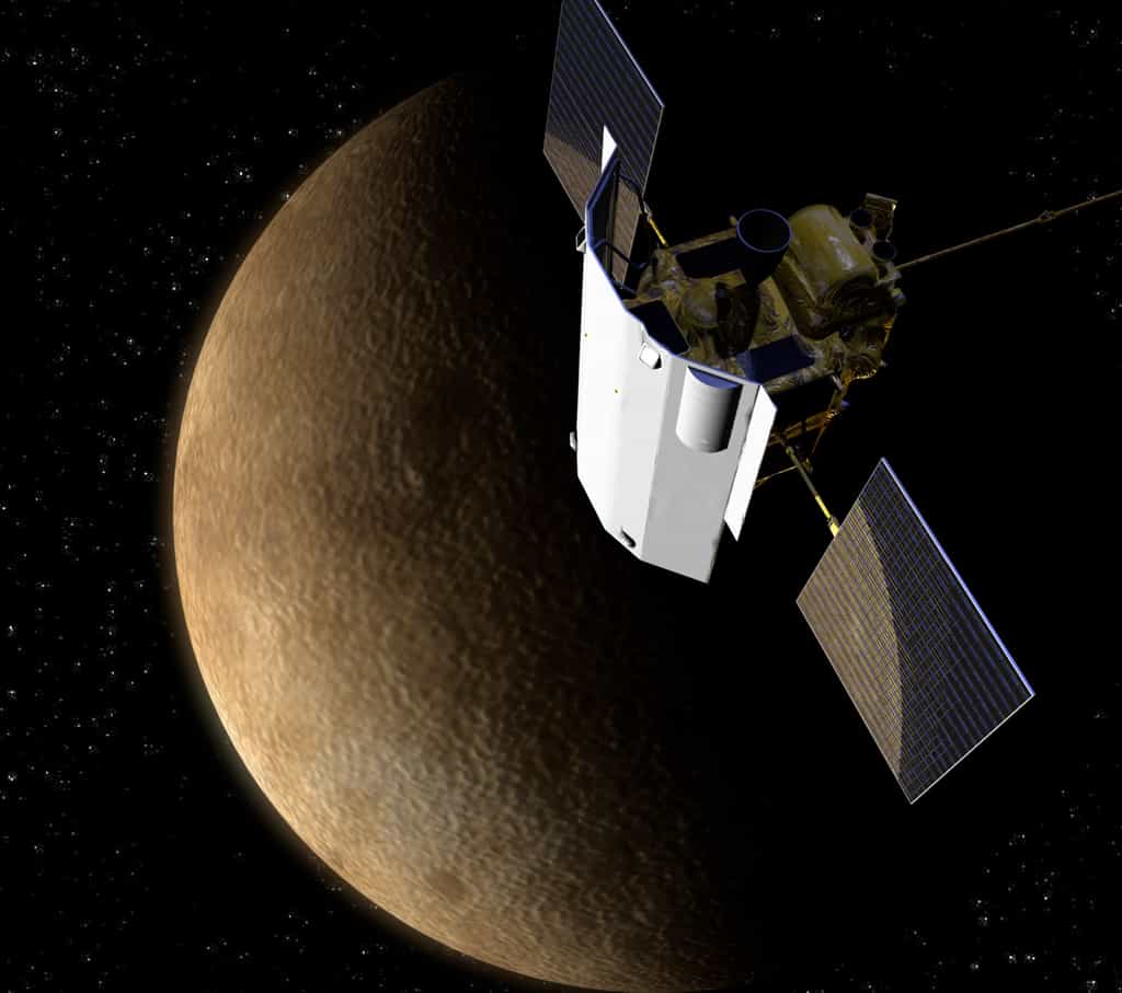 Après un lancement en août 2004, Messenger a survolé la Terre et Vénus deux fois de façon à fournir à la sonde l'incrément de vitesse lui permettant d'atteindre l'orbite de Mercure en janvier 2008. Pour freiner et insérer la sonde en orbite, la Nasa a planifié trois survols de Mercure, ce qui doit permettre la mise en orbite de Messenger le 17 mars 2011. © Nasa/Johns Hopkins University Applied Physics Laboratory / Carnegie Institution of Washington