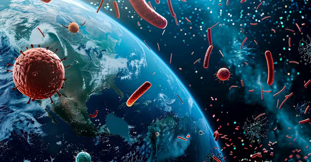 Des chercheurs espagnols et japonais ont découvert de nombreux microbes dans la haute atmosphère terrestre. Des microbes pour certains encore viables et dangereux pour la santé humaine. © TopMicrobialStock, Adobe Stock