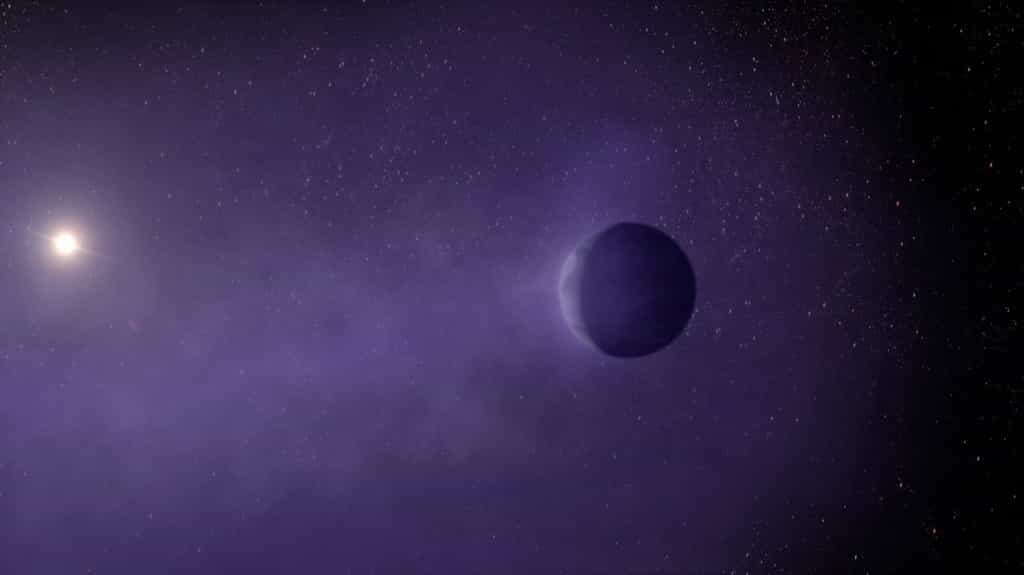 Vue d’artiste sur TOI 560.01, l’une des mini-Neptunes que les astronomes soupçonnent d’être en train de se transformer en super-Terres. © Adam Makarenko, Observatoire Keck