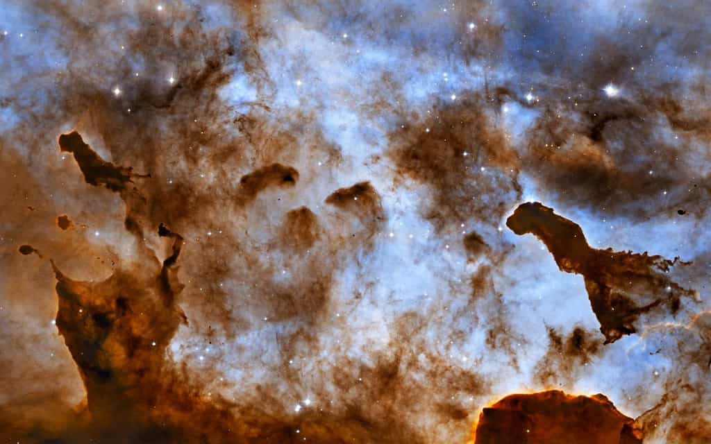 Les nuages moléculaires de la nébuleuse de la Carène saisis par le télescope spatial Hubble. © Nasa/Esa/Hubble Heritage Team