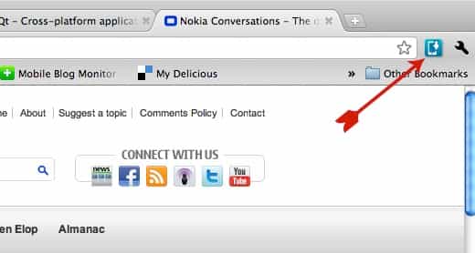 L'extension Nokia Drop dans le navigateur Chrome. © Nokia