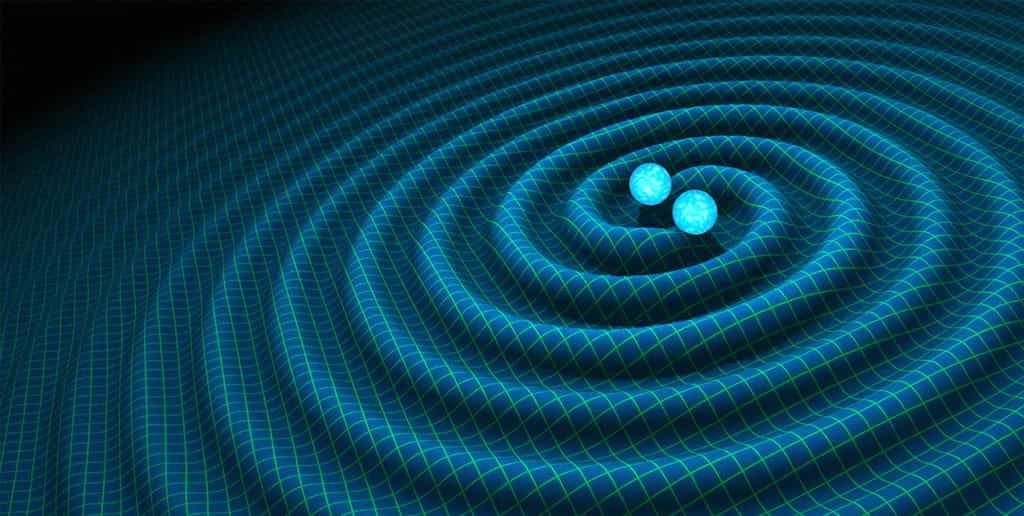 Les ondes gravitationnelles sont une des clés de l'astrophysique. Leur détection directe début février n'aurait pas été possible sans l'instrument Ligo. Ici, une illustration d'ondes gravitationnelles générées par un couple d'étoiles à neutrons. © R. Hurt, Caltech-JPL