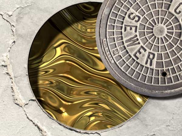 Des chercheurs de l’Arizona State University ont mesuré la quantité des métaux présents dans les boues d'épuration et évalué leur valeur. Une véritable mine d'or... © Michael Northrop, Biodesign Institute, ASU; (lid) ASP, Inc./DollarPhotoClub.com, (gold) Clearviewstock/iStockphoto