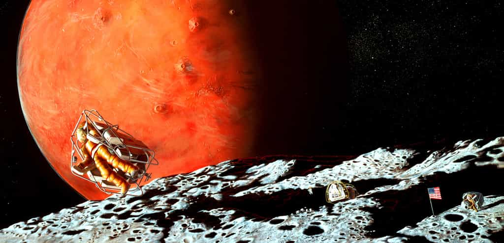 Phobos pourrait devenir un poste avancé scientifique et technique pour préparer l'exploration humaine de Mars. Crédit Nasa