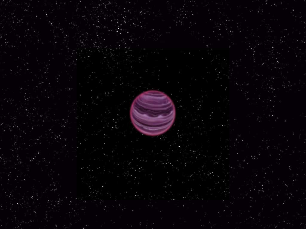 Une vue d'artiste de l'exoplanète PSO J318.5-22 errant en solitaire, sans étoile, à 80 années-lumière de la Terre. Elle est très jeune (12 millions d'années) et bien moins chaude qu'une étoile (800 °C). © V. Ch. Quetz, MPIA