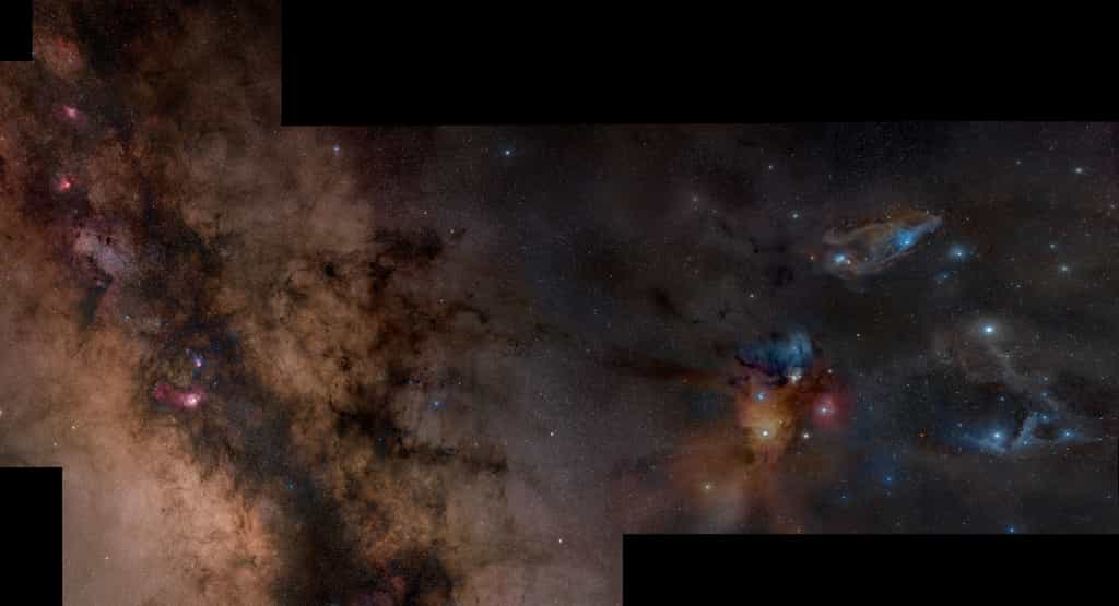 Cet assemblage de 52 photographies révèle la beauté des nuages de gaz et de poussières illuminés par de jeunes étoiles dans la région d'Ophiucus, à proximité de la Voie lactée. Crédit Rogelio Bernal Andreo
