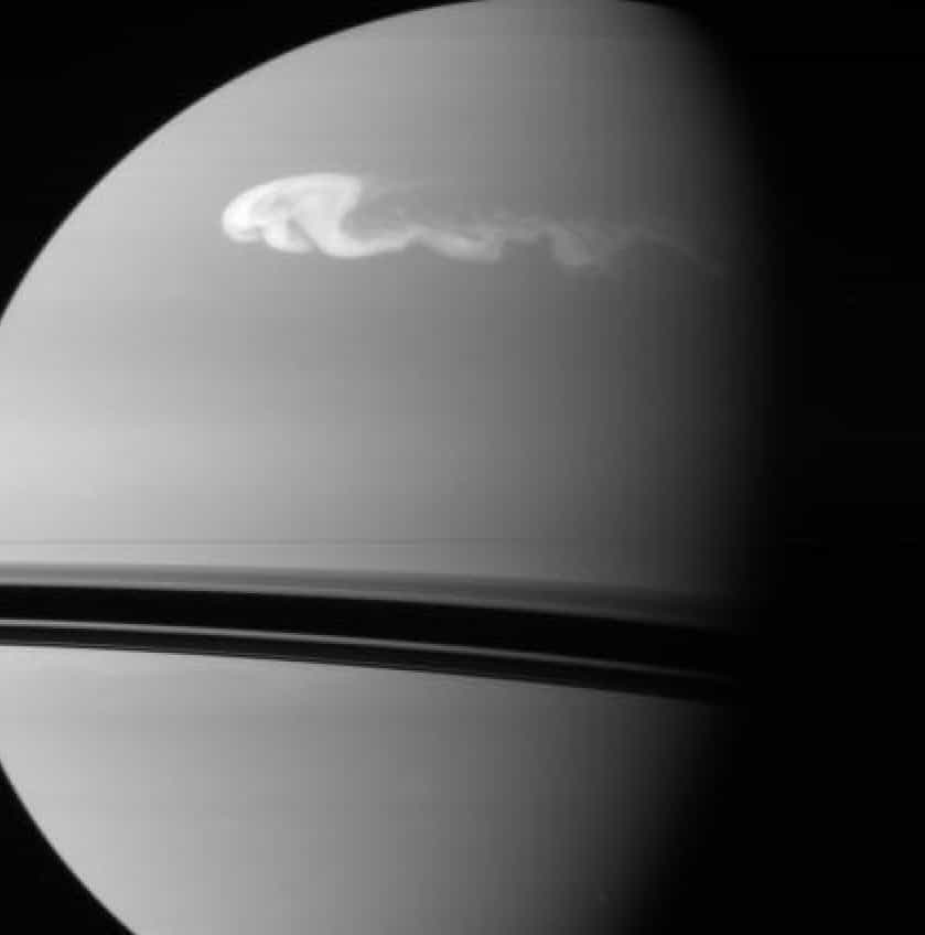 La tempête sur Saturne photographiée par la sonde Cassini le 24 décembre 2010. © Nasa/JPL/Space Science Institute 